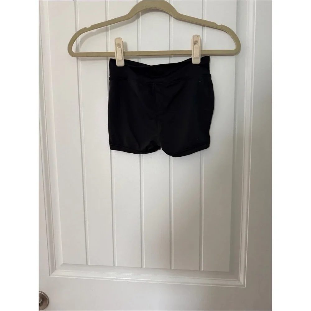 Justice Black V-Waist Athletic Shorts with Script Logo